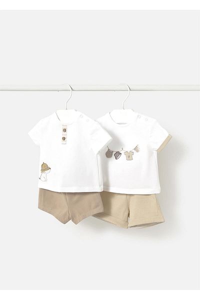 MAYORAL Baby Boy 4-Piece T-Shirt Shorts Set Beige-White 1610