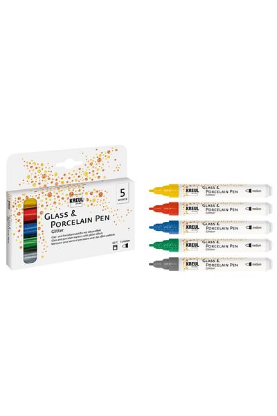 Kreul Glass & Porcelain Pen Glitter Medium 5/set