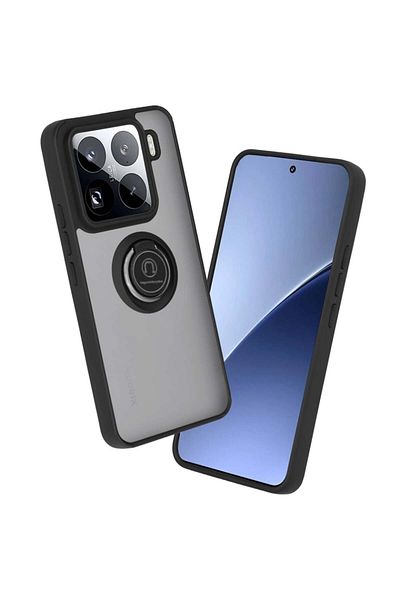 SKYDDAR INNOVATION Case for Xiaomi 15 Pro, Glinth with 360° Magnetic Rotating Ring, Black, sticker set