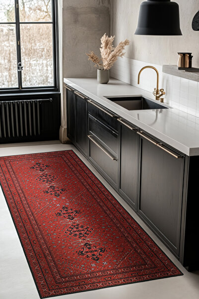 Cool Halı Private Bordo Yıkanabilir Mutfak Halısı Yolluk Leke Tutmayan Tezgah...