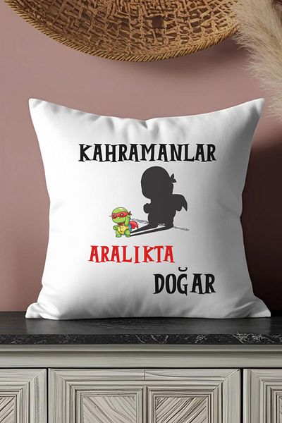 qoeuyl boutique Heroes Are Born This Month Printed Gift for Wife, Lover, Friend Father Satin Mini Decorative Pillow