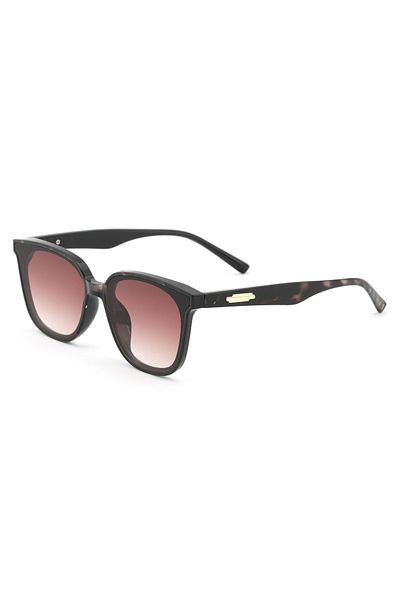 TomyHelf Geometric Black Leopard Bone Frame Black Glass Women Sunglasses Llt01