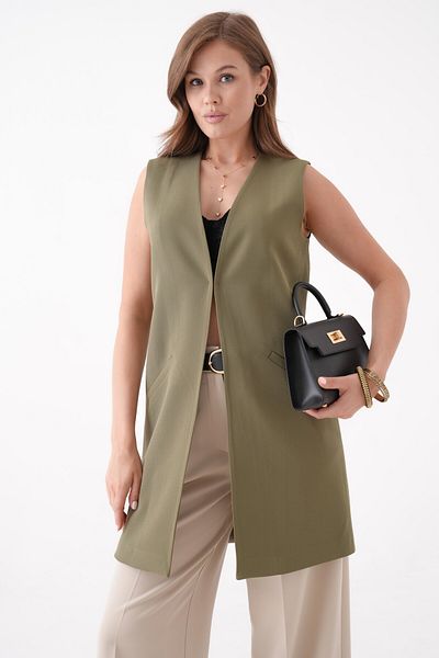 Saade Khaki Agraf Comfortable Cut Vest with Closure Pocket