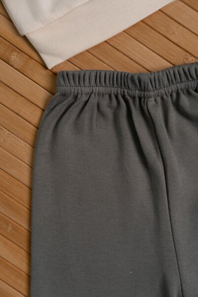 agugu Teddy Bear Embroidered Long Sleeve 2-Piece Men's Tracksuit Set Khaki