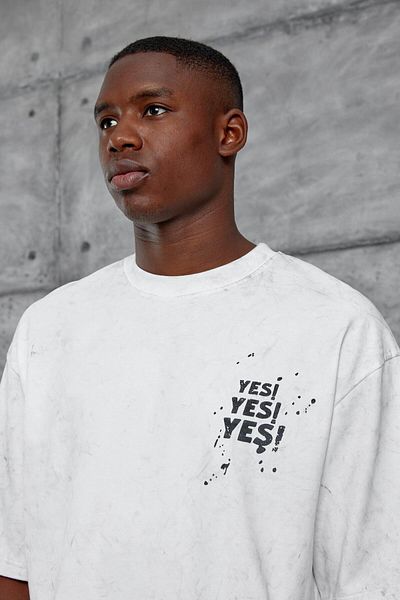 NOMARC Λευκό Ναι Γραπτό Oversize Tshirt