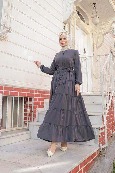 KADEEM 5-Layer Gathered Medina Silk Smoked Ferace