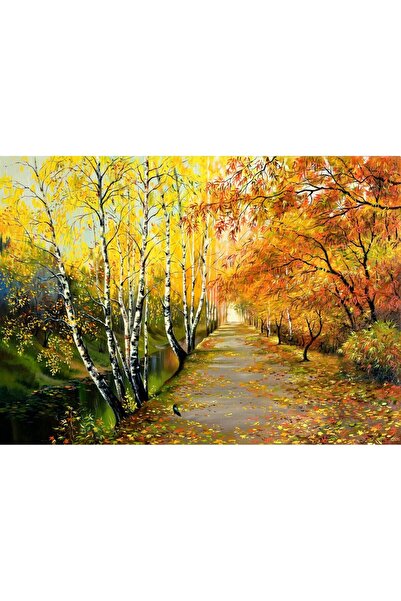 media Tablou canvas Toamna, padure, drum, pictura, 105 x 70 cm