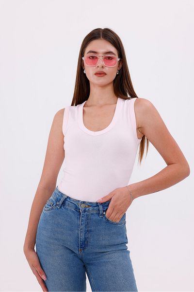 Sarte Royal Women's Sleeveless Thin Ribbed Pink Undershirt