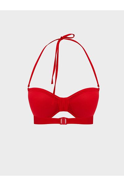 LC Waikiki LCW DREAM Top de bikini pentru femei cu cusături roșii și detaliu cu șnur