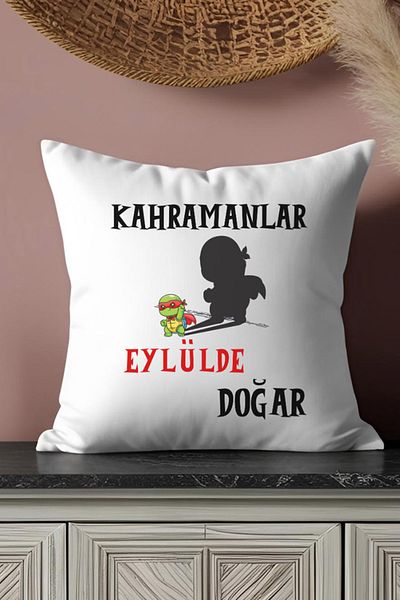 qoeuyl boutique Heroes Are Born This Month Printed Gift for Wife, Lover, Friend Father Satin Mini Decorative Pillow