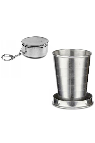 zola Foldable tumbler, stainless steel, diameter 5 cm, unfolded height 6 cm, silver color