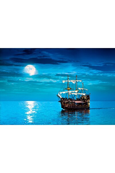 media Tablou canvas Corabie, mare, luna, 75 x 50 cm