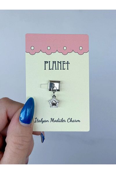 Planet Butik Italian Charm with Stone Star Hanging Card