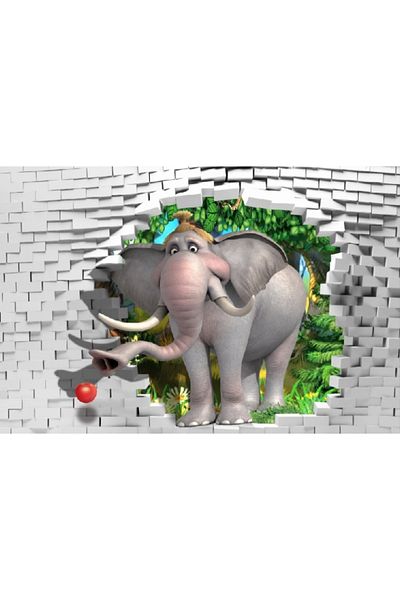 media Canvas painting Elephant on the run, 75 x 50 cm