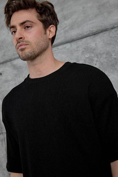 NOMARC Μαύρο μπλουζάκι Mrk Crinkle Fabric