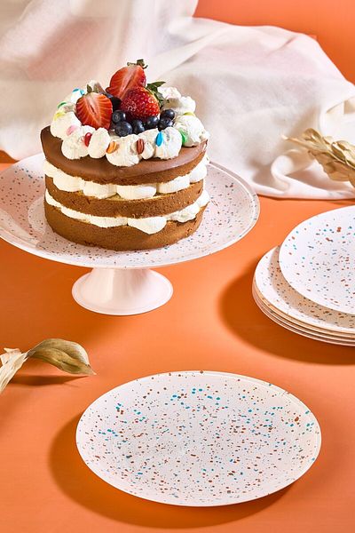 Lora Bianca Punti 7 Piece Cake/Cake/Dessert Presentation Plate Set