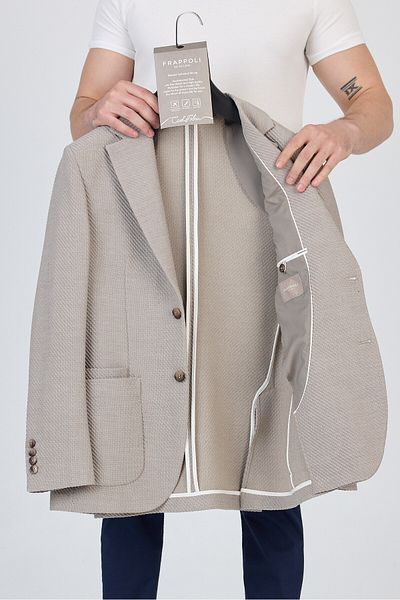 Frappoli Sandeo Ανδρικό Smoke Unlined Soft Diagonel Pattern Stretching Fabric Lycra Sports Blazer Jacket