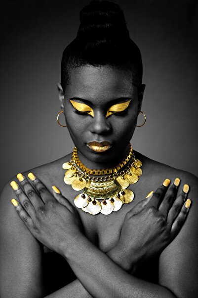media Tablou canvas Africa, make-up, golden2, 40 x 60 cm