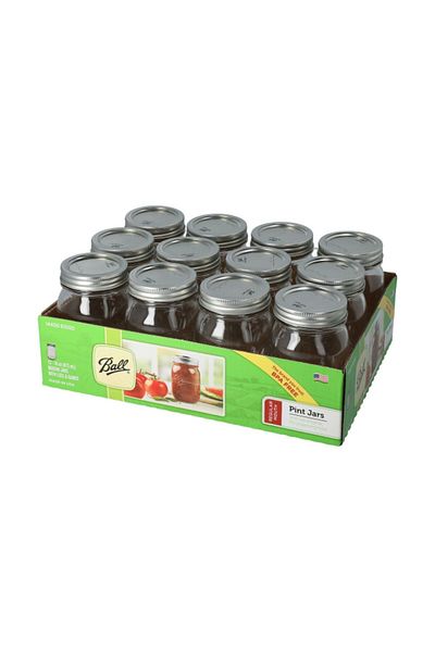 Ball 12-Piece BPA-Free Glass Mason Jar with Airtight Lid 473 ml