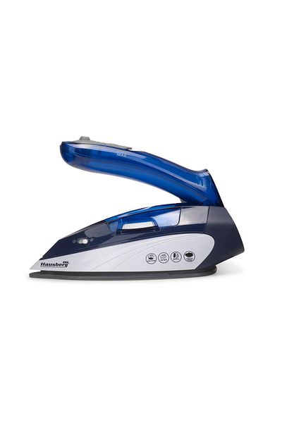 Hausberg Mini iron HB-7810BL, 1000 W, Travel, 75 ml, Ceramic, Self-cleaning, White-Blue