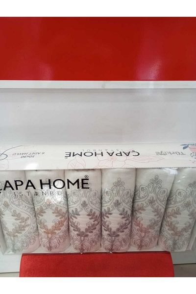HİKMET ÇAPA HOME 6 Li Cotton Premium Quality Gift Daily Use 100% Cotton Hand Face Towel 50 X 90