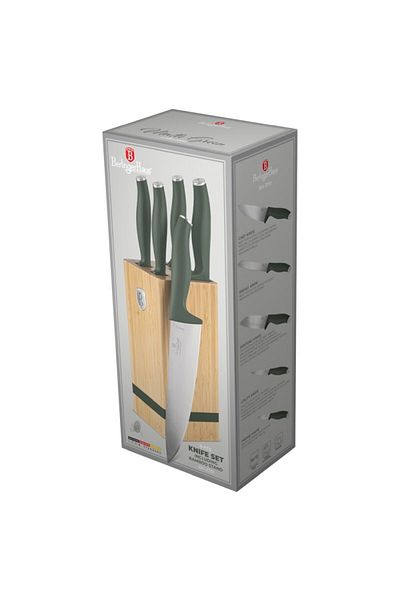 Berlinger Haus Knife set with holder BAMBOO 6 pcs. Green Matte Collection