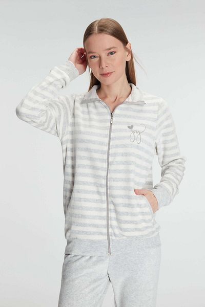 Motto10 butik Cotton Long Sleeve Zip-Up Sweatshirt and Pants Suit Pajama Set