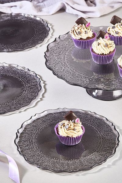 Lora Bianca Tapestry 7 Piece Cake Serving Presentation Plate Set