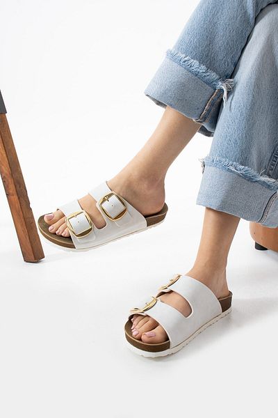 AlbiShoes Sindy Anatomical Comfort Μαλακή Άνετη Σόλα Καθημερινή Κομψή γυναικεία παντόφλα με διπλή αγκράφα
