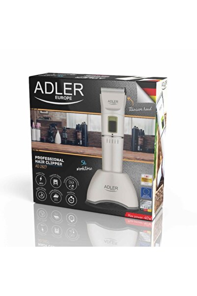 adler Professional Hair Clipper Adler AD 2827, cordless, 4 combs, titanium, ceramic blades, Li-ion, LED