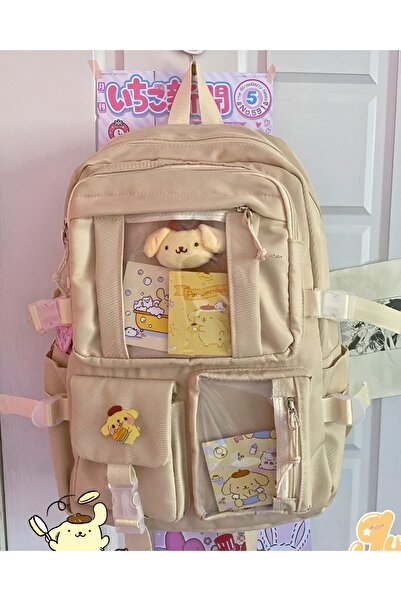 KumOziShop Sanrio Pompom Kartlıklı Aksesuarlı Peluş Ayıcıklı Çanta