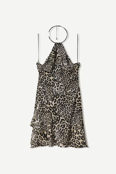 Bershka Animal print mini dress with buckle