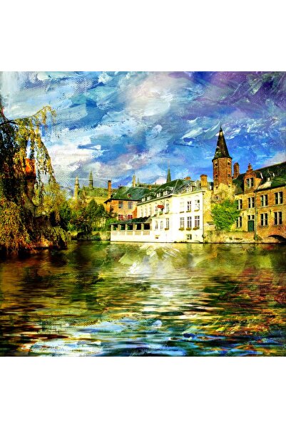 media Tablou canvas Belgia, oras, rau, pictura, 105 x 70 cm