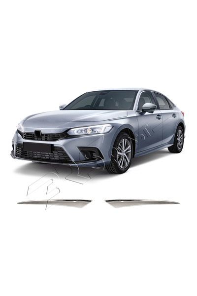 BRSPLAST Honda Civic FE Uyumlu 2021 Ve Üzeri Krom Far Alt Çıtası 2 Parça Pasl...