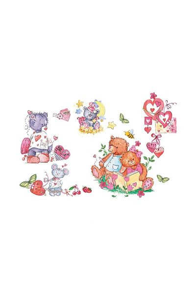 Original Deals RO Decorative Sticker Teddy Bears with Hearts, Universal Application, Premium, Original Deals