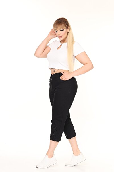 EYLÜL BUTİK Women's Elastic Waist Capri