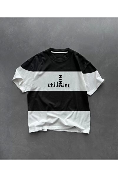 ATREAS Μπλουζάκι Unisex Crew Neck με στάμπα μεγάλου μεγέθους - Μαύρο