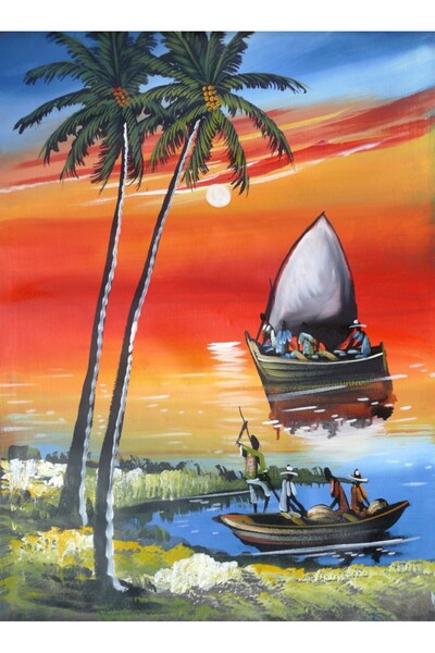 media Tablou canvas Africa, arta mozambicana, pictura2, 50 x 75 cm
