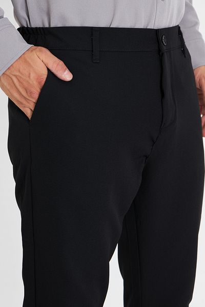 masso moda Men's Waist Half Elastic Belt Double Leg Bell Face Fabric Slim Fit Trousers