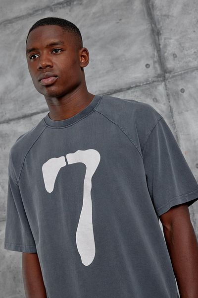 NOMARC Καπνιστό T-shirt Oversize Με Εκτύπωση Νο Επτά Πλενόμενο