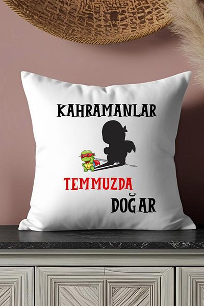 qoeuyl boutique Heroes Are Born This Month Printed Gift for Wife, Lover, Friend Father Satin Mini Decorative Pillow
