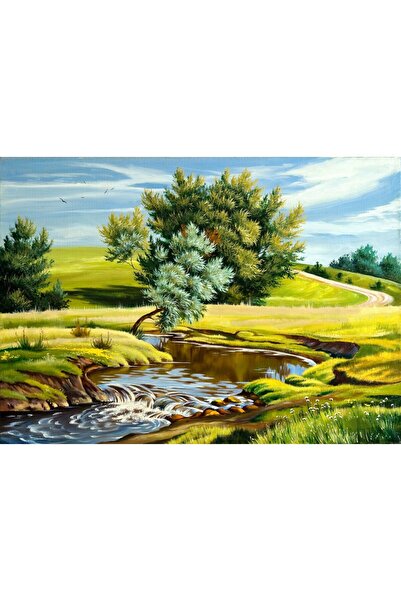 media Tablou canvas Vara, padure, rau, pictura, 75 x 50 cm