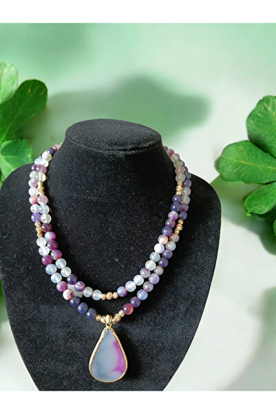 MiMi Amethyst Chalcedony Natural Stone Necklace