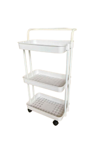 rexa عربة يدوية دوارة بثلاث طبقات مع مقبض من هوني كان دو، لون أبيض