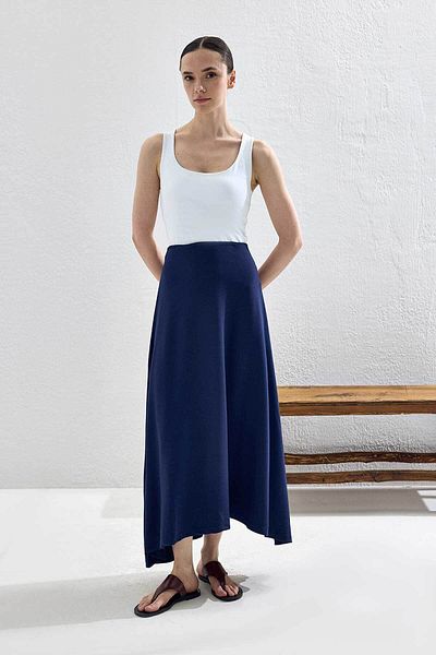 Hooopstore Βαμβακερή Μπλε Μπλε Χτενισμένη Φούστα