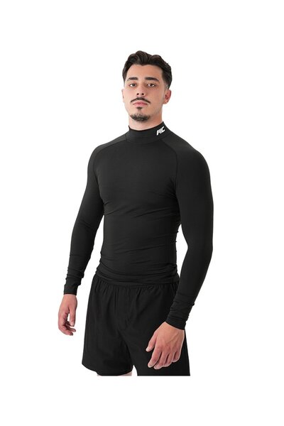 MUSCLECLOTH Tech Mock Uzun Kollu T-Shirt Siyah