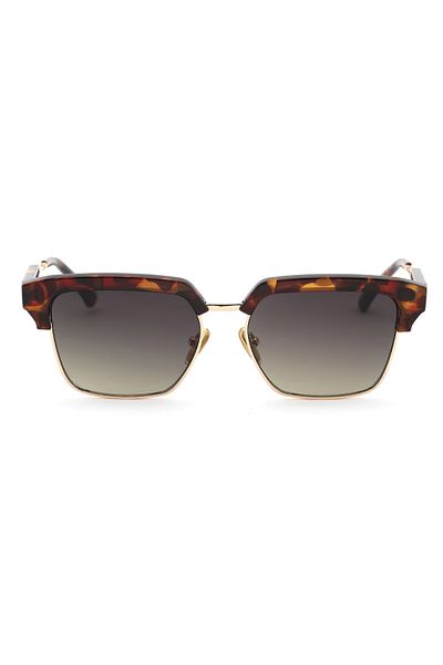 TomyHelf Square Half Frame Design Leopard Frame Black Glass Women&Men Sunglasses