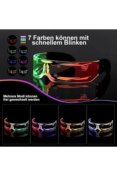 VEIERSIA LED light glasses, 7 colors and 5 switching modes, 17 x 16 x 4.5 cm, VEIERSIA