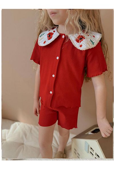 My Kids Wear Embroidered Baby Collar Girl's Suit