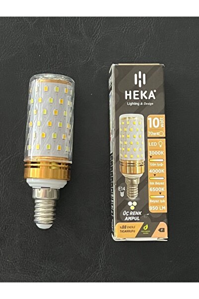Heka 10 WATT 3 RENK YANABİLEN 950 LÜMEN E-14 DUYLU LED AMPÜL BEYAZ-ILIK BEYAZ...